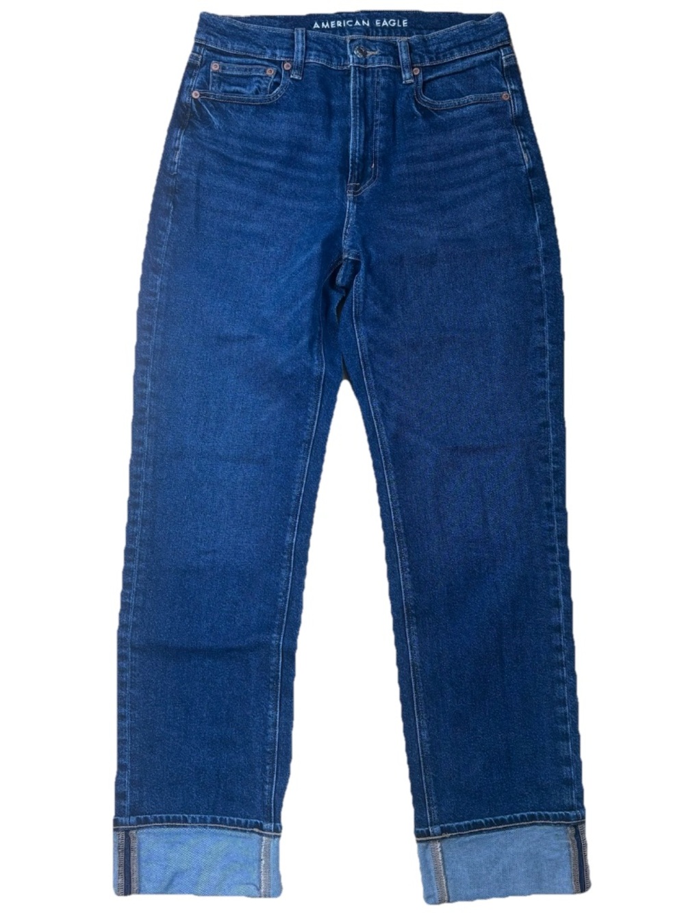 American Eagle Cuffed Super High Rise Straight Jeans
